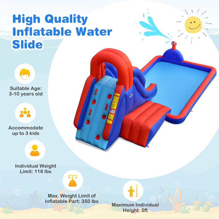 5-in-1 Inflatable Water Slide with Climbing WallCostway Gallery View 5 of 12