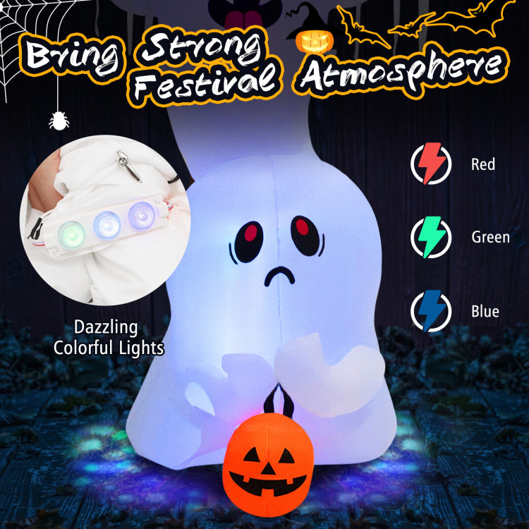10 Feet Giant Inflatable Halloween Overlap Ghost Decoration with Colorful RGB LightsCostway Gallery View 3 of 12