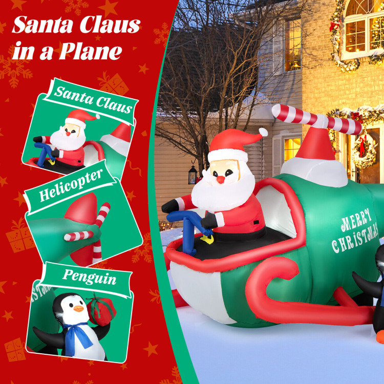 6.2 Feet Christmas Inflatable Santa Claus Driving Helicopter and Penguin Holding GiftCostway Gallery View 3 of 10