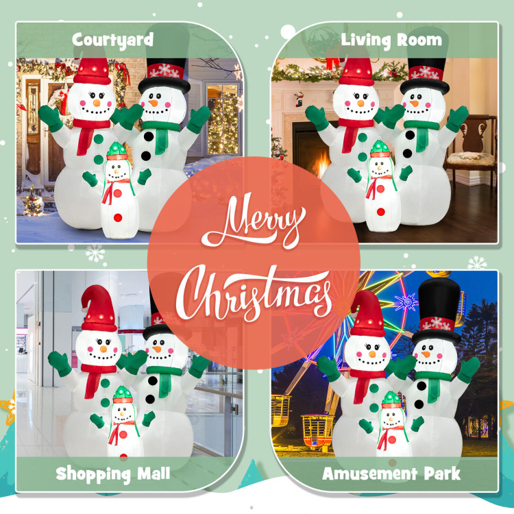 6 Feet Inflatable Christmas Snowman Decoration with LED and Air BlowerCostway Gallery View 3 of 10