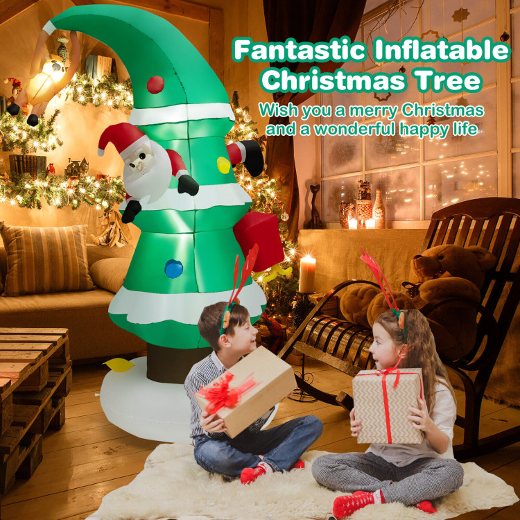 8 Feet Inflatable Christmas Tree with Santa ClausCostway Gallery View 3 of 10