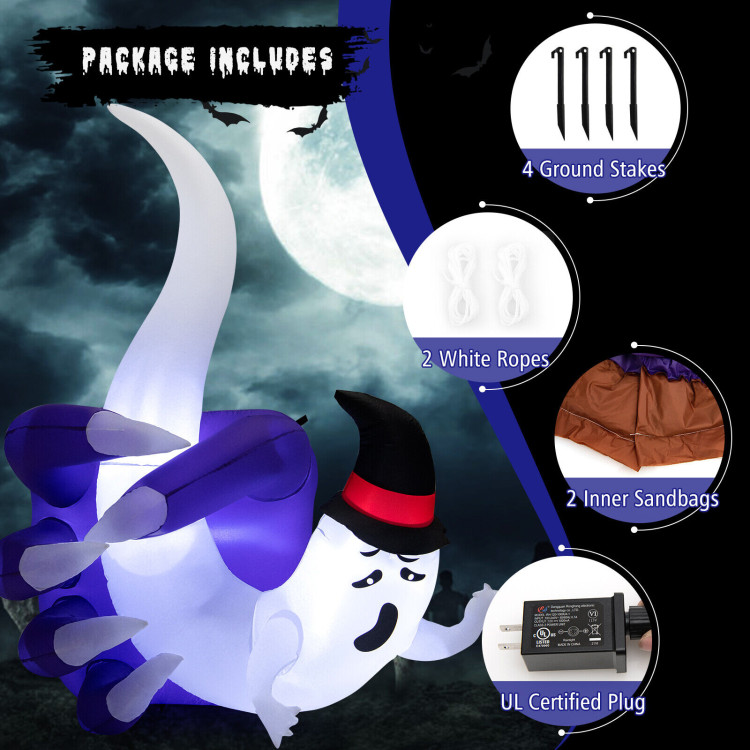 6 Feet Halloween Inflatable Hand Hold the Ghost with Built-in LED and Air BlowerCostway Gallery View 8 of 9