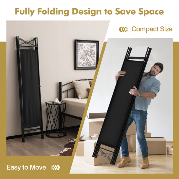 6 Feet 4-Panel Folding Freestanding Room Divider-BlackCostway Gallery View 5 of 10
