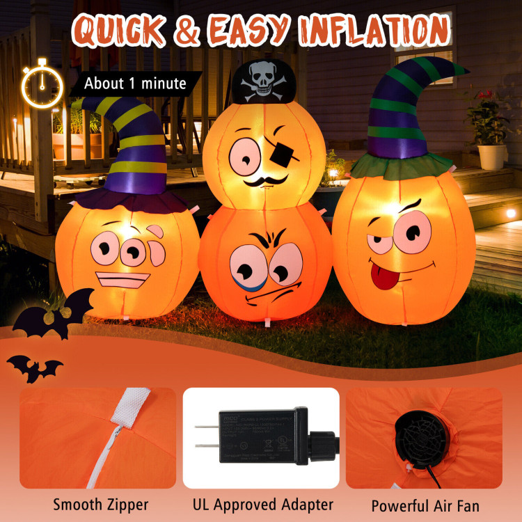 5 Feet Long Halloween Inflatable Decoration 4 Pumpkin Lanterns Combo with PirateCostway Gallery View 9 of 10