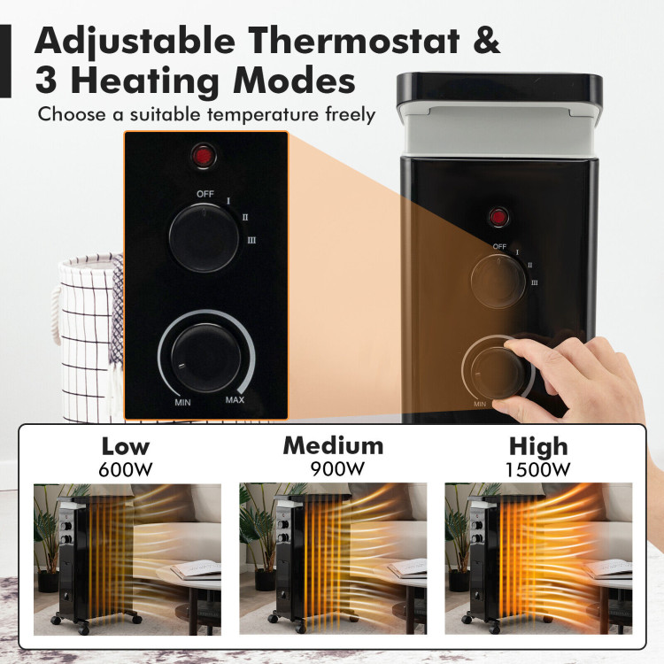 1500W Portable Space Heater with Humidification Box - Costway