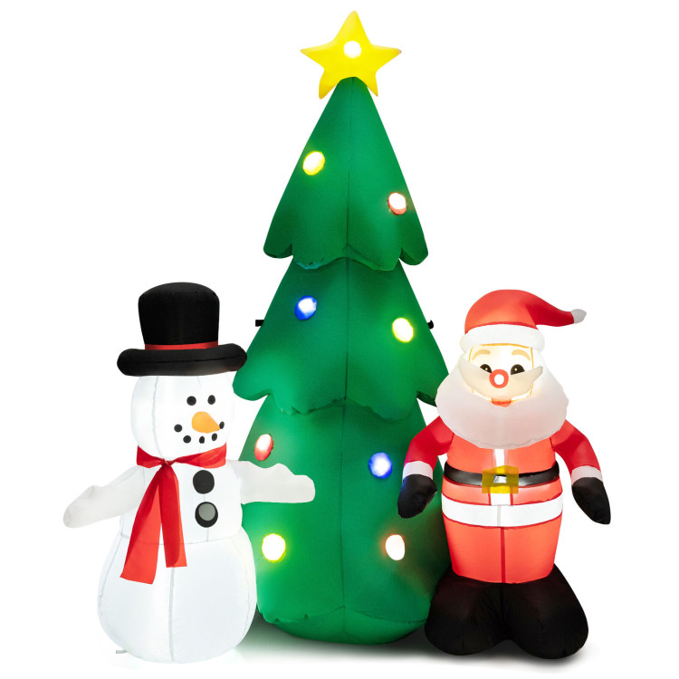 6 Feet Tall Lighted Inflatable Christmas Decoration with Santa Claus and SnowmanCostway Gallery View 1 of 10
