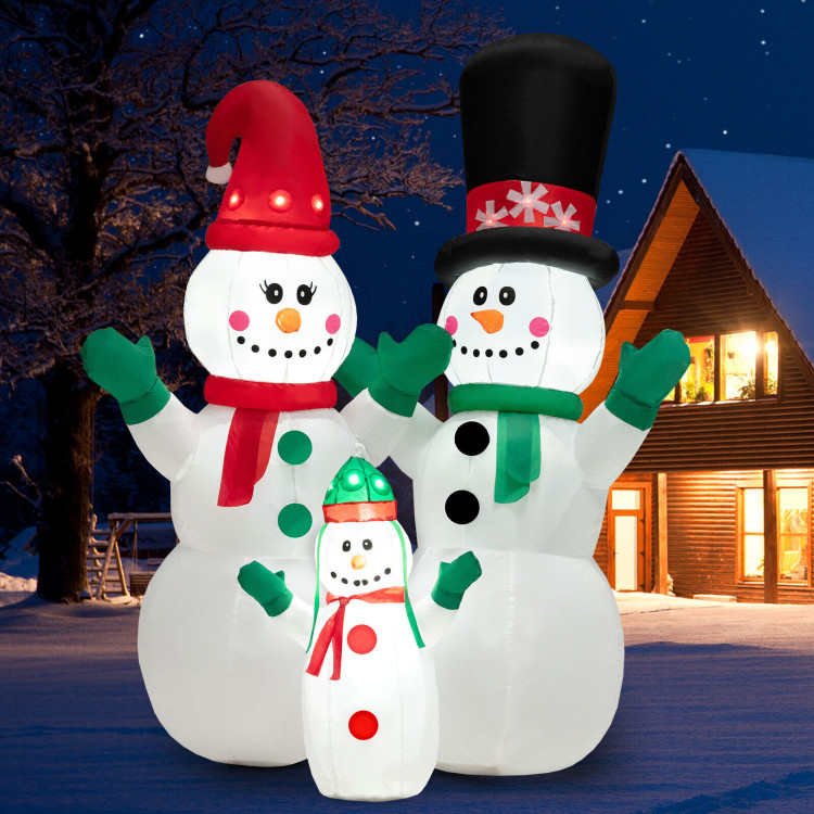 6 Feet Inflatable Christmas Snowman Decoration with LED and Air BlowerCostway Gallery View 8 of 10
