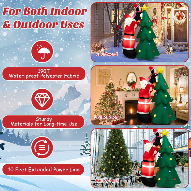 6 Feet Inflatable Christmas Tree and Santa Claus with LED and Air BlowerCostway Gallery View 3 of 10