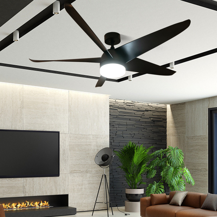 60 Inch Reversible Ceiling Fan with Light-BlackCostway Gallery View 1 of 11