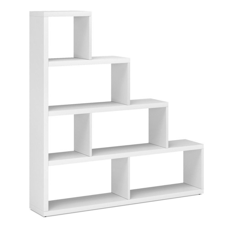 6 Cubes Ladder Shelf Corner Bookshelf Storage Bookcase-WhiteCostway Gallery View 1 of 10