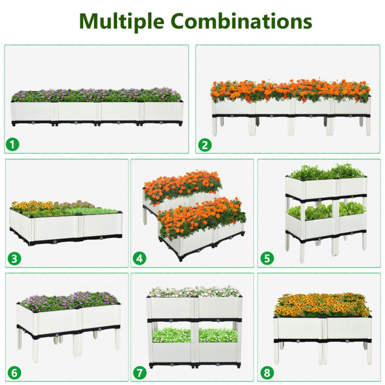 Set of 4 Elevated Flower Vegetable Herb Grow Planter BoxCostway Gallery View 5 of 11