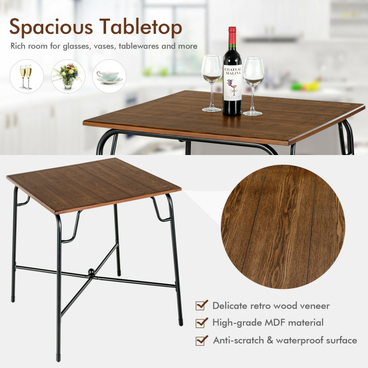 5 Pieces Bar Table Set with 4 Counter Height Backless Stools-Rustic BrownCostway Gallery View 5 of 10