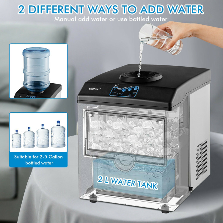 2-in-1 Stainless Steel Countertop Ice Maker with Water DispenserCostway Gallery View 8 of 10