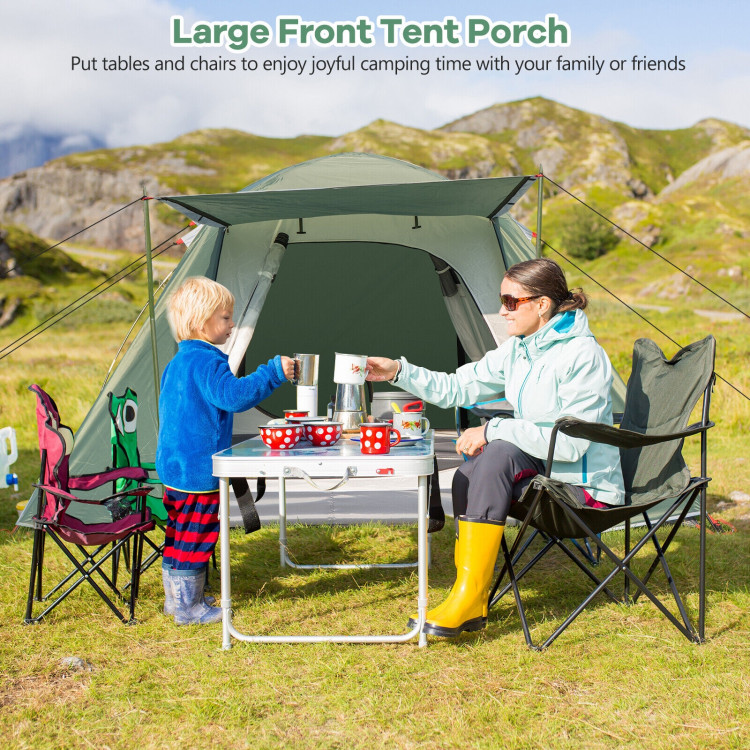 4-6 Person Camping Tent with Front Porch-GreenCostway Gallery View 2 of 10
