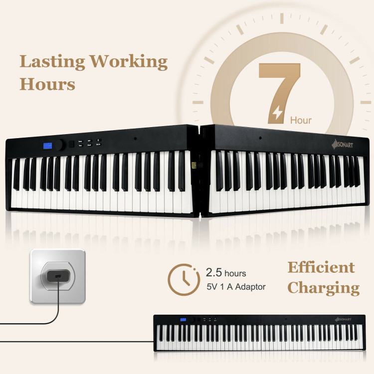88-Key Foldable Digital Piano with MIDI and Wireless BT-BlackCostway Gallery View 9 of 10