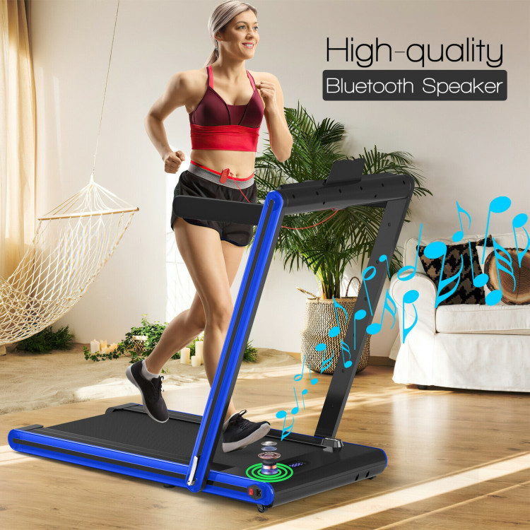 2-in-1 Folding Treadmill with Dual LED Display-NavyCostway Gallery View 1 of 11