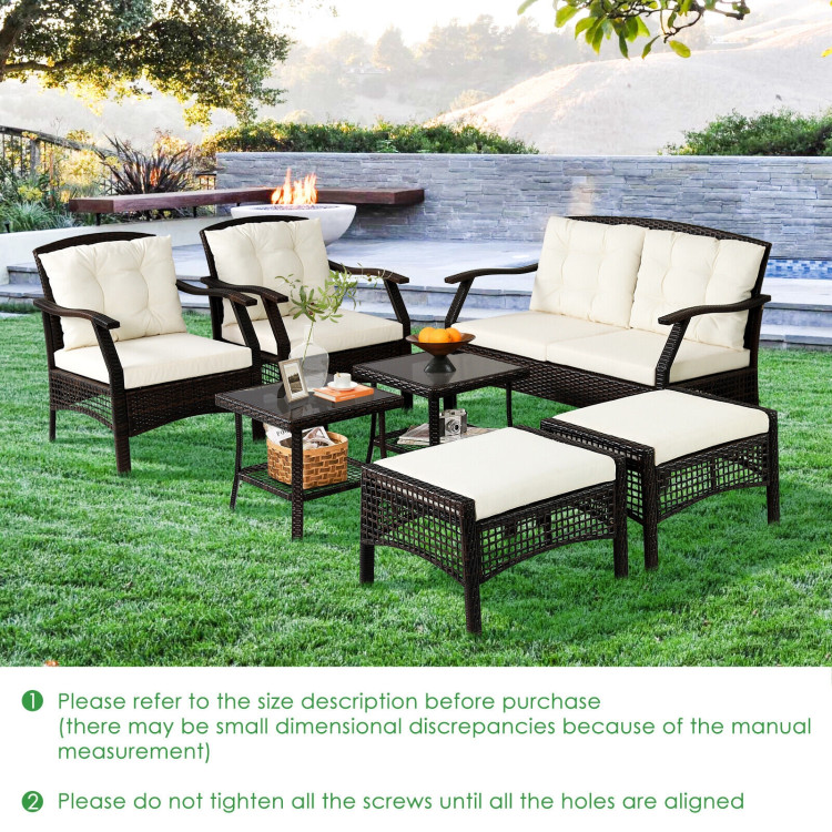 7 Pieces Outdoor Patio Furniture Set with Waterproof CoverCostway Gallery View 2 of 8