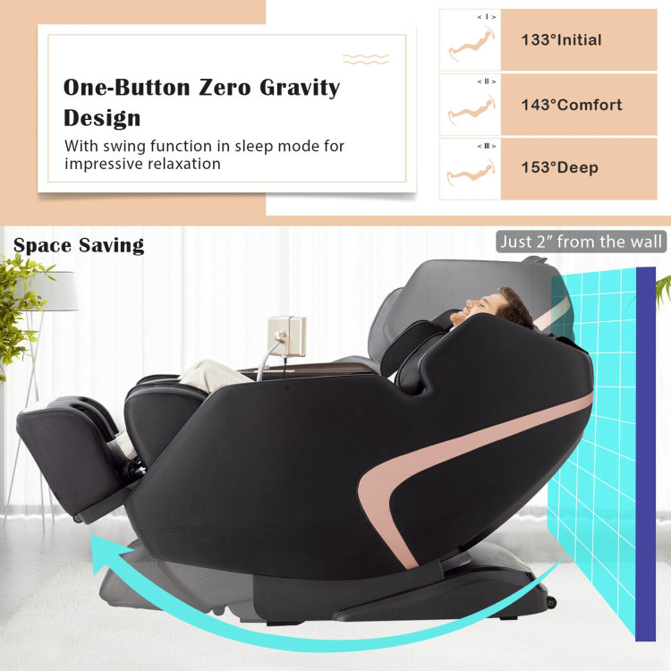 3D SL-Track Full Body Zero Gravity Massage Chair with Thai Stretch-BlackCostway Gallery View 6 of 10