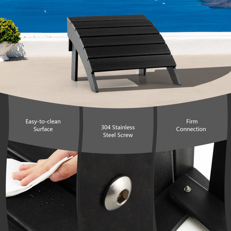 Adirondack Folding Ottoman with All Weather HDPE-BlackCostway Gallery View 3 of 10