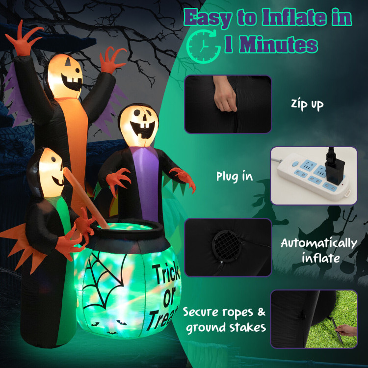 8 Feet Halloween Inflatable Witch Decor with Bright LED LightsCostway Gallery View 9 of 10