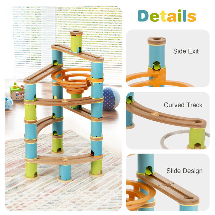 Bamboo Build Run Toy with Marbles for Kids Over 4Costway Gallery View 10 of 10