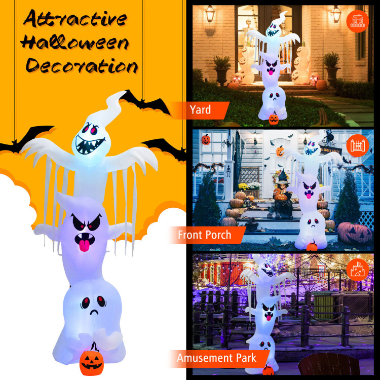 10 Feet Giant Inflatable Halloween Overlap Ghost Decoration with Colorful RGB LightsCostway Gallery View 5 of 12