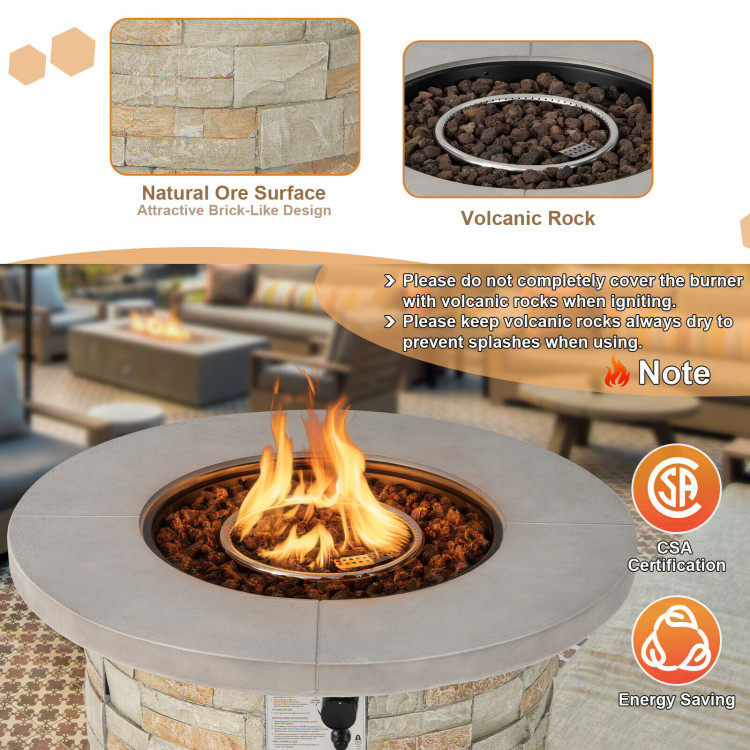 36 Inch Propane Gas Fire Pit Table with Lava Rock and PVC cover-GrayCostway Gallery View 9 of 11