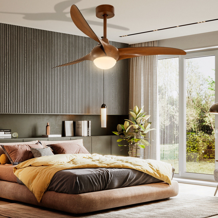 52 Inch Ceiling Fan with Changeable Light Color and 6-Level Adjustable Speed-BrownCostway Gallery View 1 of 11