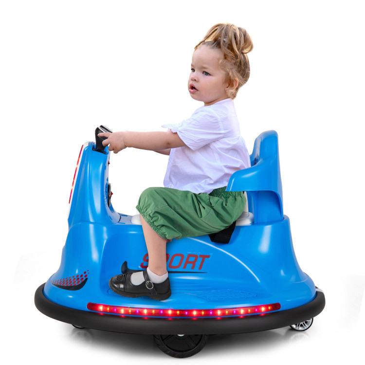 6V Bumper Car for Kids Toddlers Electric Ride On Car Vehicle with 360° Spin-BlueCostway Gallery View 7 of 10