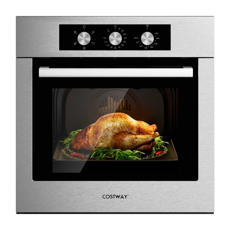 24 Inch Single Wall Oven 2.47Cu.ft with 5 Cooking Modes-SilverCostway Gallery View 1 of 11