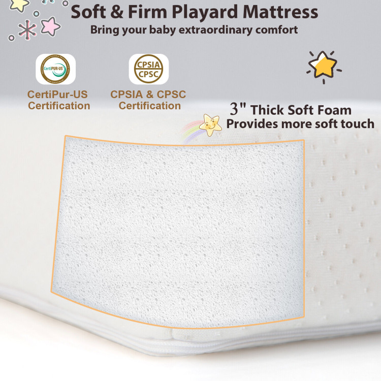 Tri-Fold Pack n Play Mattress with 3 Inch Ultra Soft FoamCostway Gallery View 5 of 10