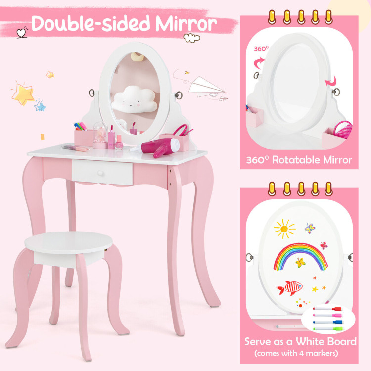 Costway Kids Full Length Mirror Free-Standing 360° Dressing Wooden