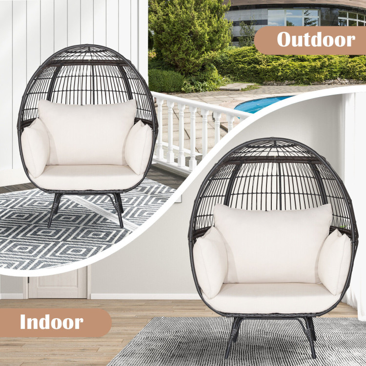 Grand patio Outdoor HOLAND Wicker Egg Chair, Patio Lounge Chair with Olefin  Thick Cushion, Cocoon Chairs for Indoor and Outdoor, Living Room, Balcony