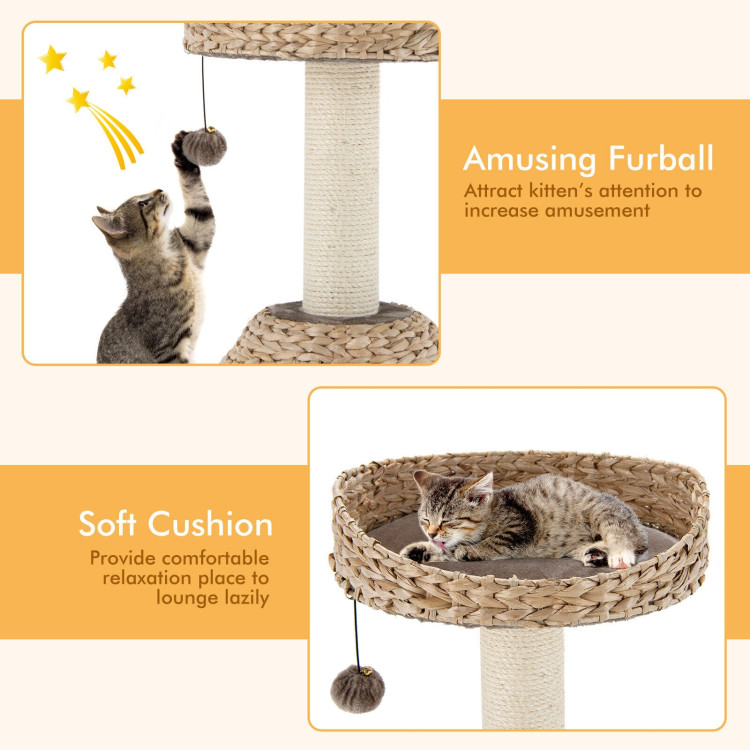 28 Inches Hand-Made Cat Tree Tower with Jump Platform-CoffeeCostway Gallery View 11 of 11