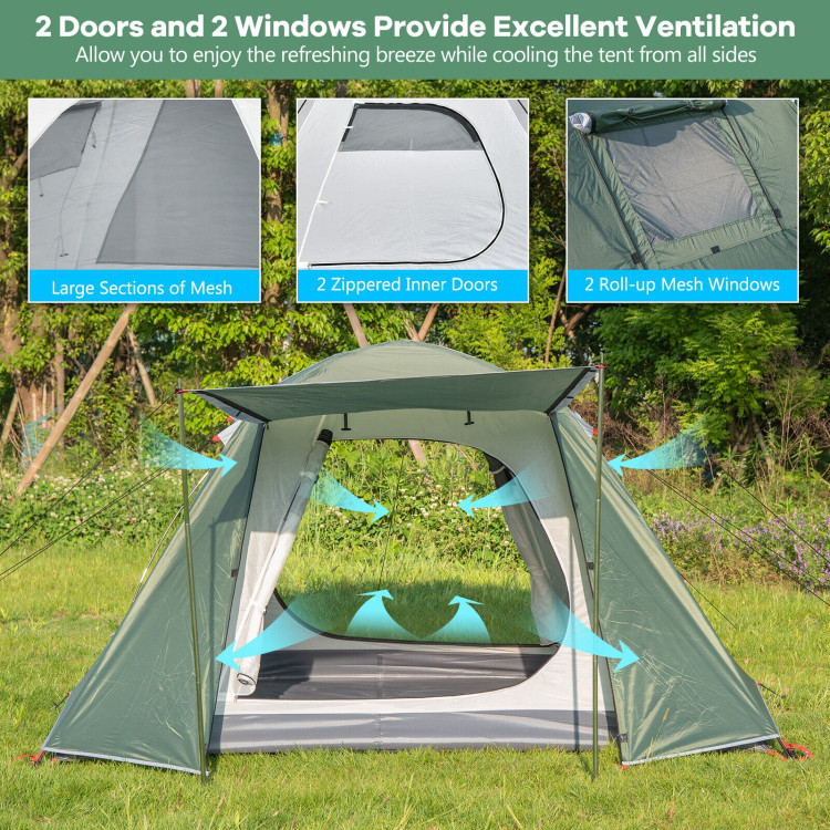 4-6 Person Camping Tent with Front Porch-GreenCostway Gallery View 9 of 10