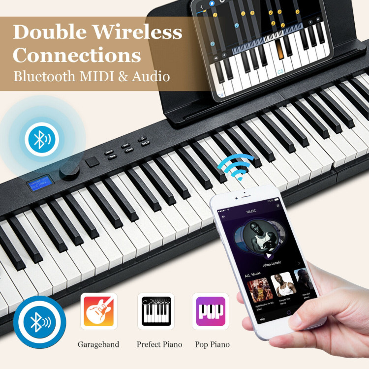 88-Key Foldable Digital Piano with MIDI and Wireless BT-BlackCostway Gallery View 5 of 10