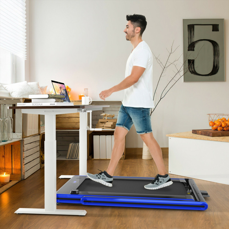 2-in-1 Folding Treadmill with Dual LED Display-NavyCostway Gallery View 6 of 11