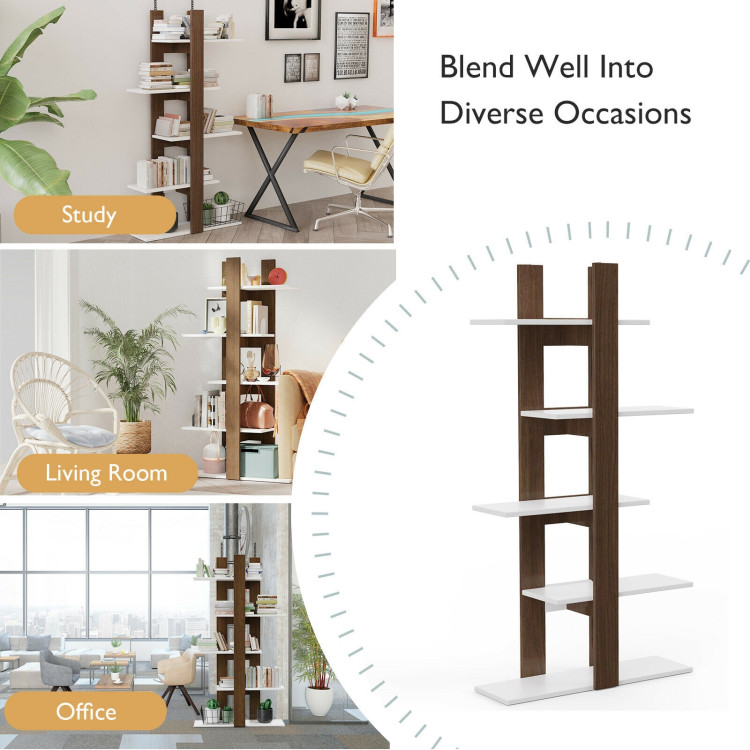 5-Tier Freestanding Bookshelf with Anti-Toppling DeviceCostway Gallery View 10 of 11