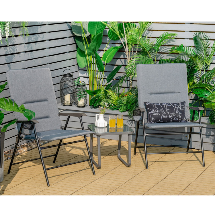 2 Pieces Patio Padded Folding Portable Chair Camping Dining Outdoor-GrayCostway Gallery View 2 of 10
