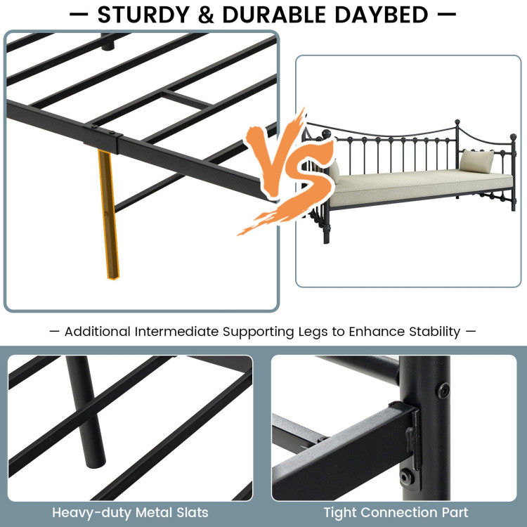 Metal Daybed Frame Twin Size with Slats-BlackCostway Gallery View 11 of 11