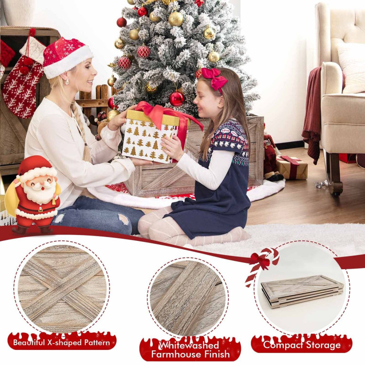 28.5 Inch Wooden Tree Collar Box for Indoor/Outdoor Use-BrownCostway Gallery View 5 of 10