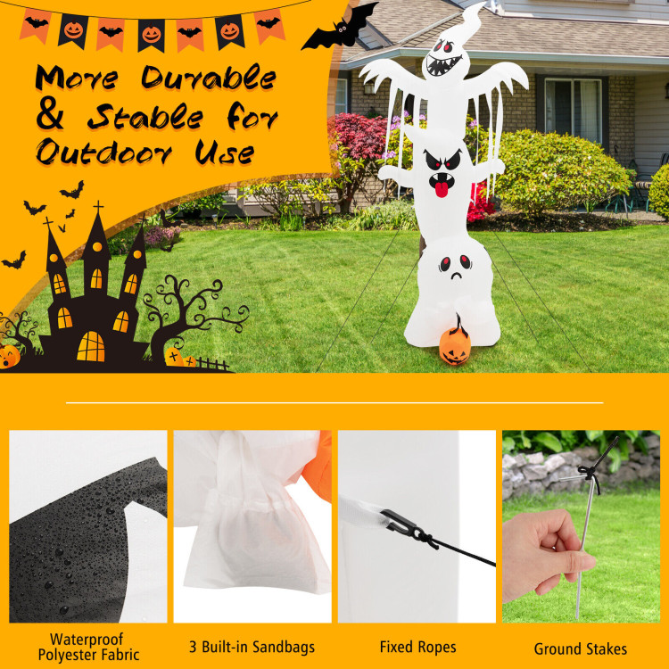10 Feet Giant Inflatable Halloween Overlap Ghost Decoration with Colorful RGB LightsCostway Gallery View 12 of 12