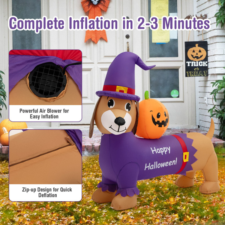 5 Feet Long Halloween Inflatable Dachshund Dog with PumpkinCostway Gallery View 9 of 10