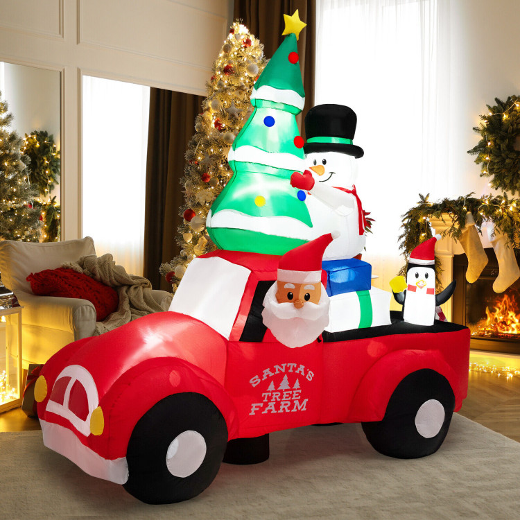 8 Feet Wide Inflatable Santa Claus Driving a Car with LED and Air BlowerCostway Gallery View 7 of 12