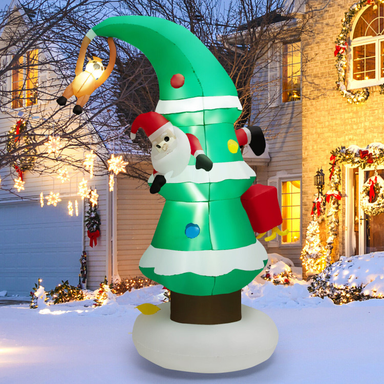 8 Feet Inflatable Christmas Tree with Santa ClausCostway Gallery View 2 of 10