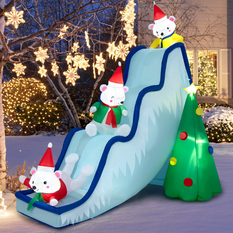 9 Feet Inflatable Polar Bear Slide Scene Decoration with LED LightsCostway Gallery View 2 of 11