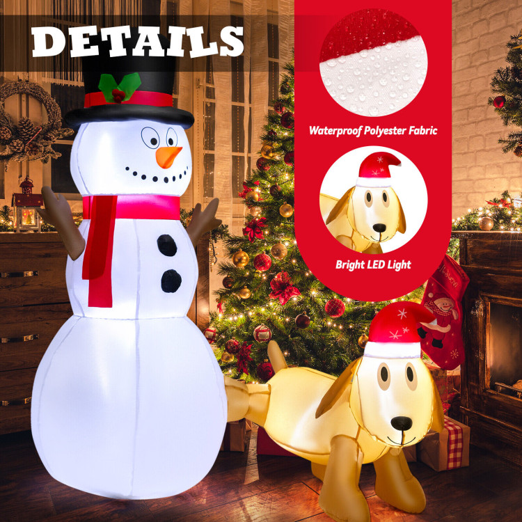 6 Feet Tall Inflatable Snowman and Dog Set Christmas Decoration with LED LightsCostway Gallery View 5 of 11