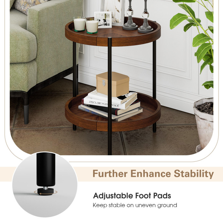 2-Tier Retro End Table with Bottom ShelfCostway Gallery View 5 of 10