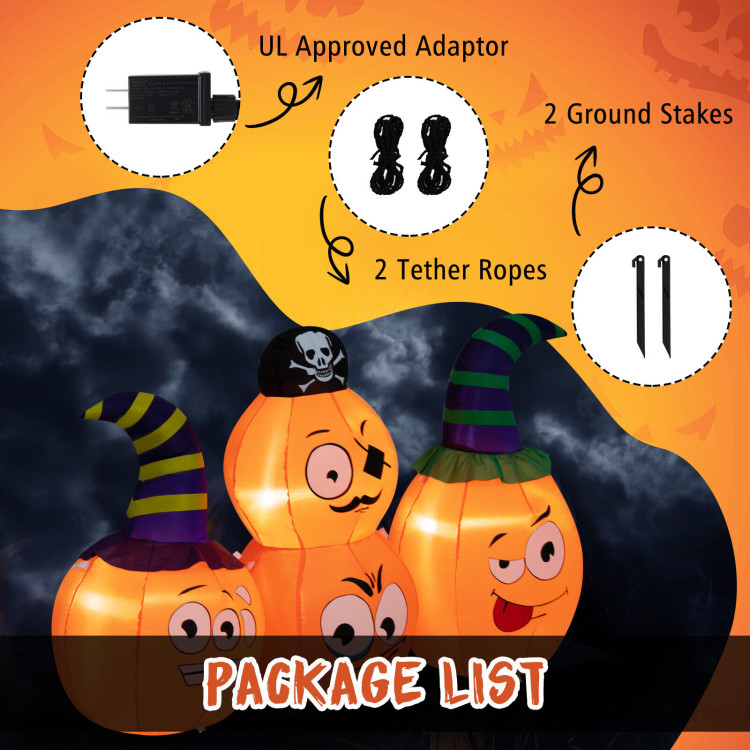 5 Feet Long Halloween Inflatable Decoration 4 Pumpkin Lanterns Combo with PirateCostway Gallery View 8 of 10