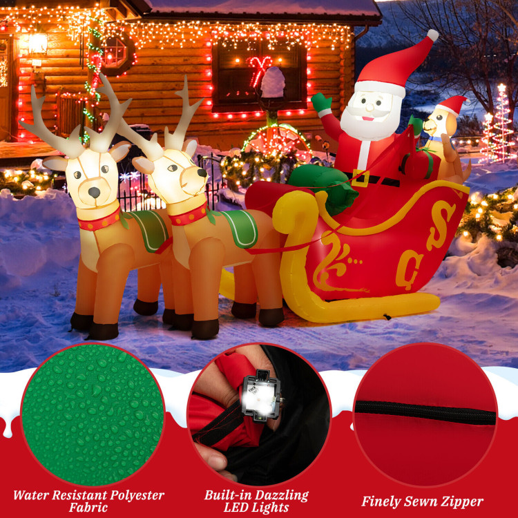 7.2 Feet Long Christmas Inflatable Santa on Sleigh with LED Lights Dog and Gifts YardCostway Gallery View 8 of 11